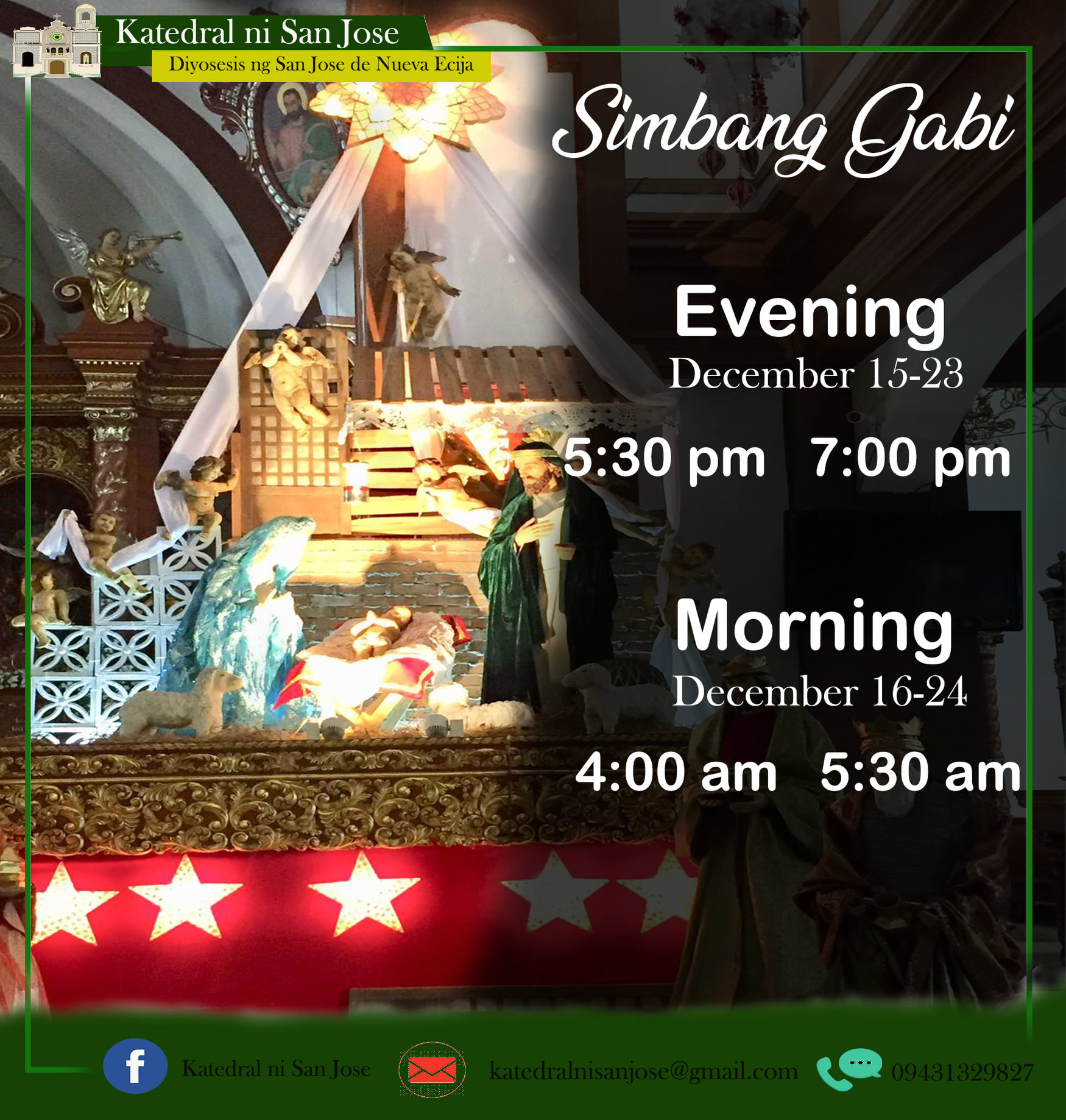 Schedule of Simbang Gabi St. Joseph Cathedral SJC.GOV.PH